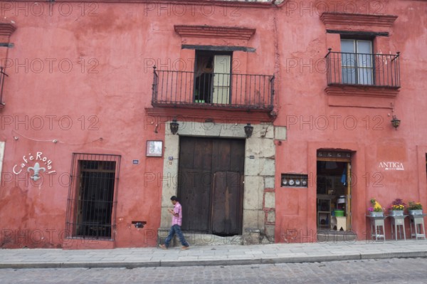 Facade of old style a mexican house. Oaxaca, Oaxaca. Mexico