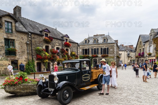 Rochefort-en-Terre, France, July 26, 2018: View of the picturesque medieval village, one of the most beautiful towns in Brittany, Europe