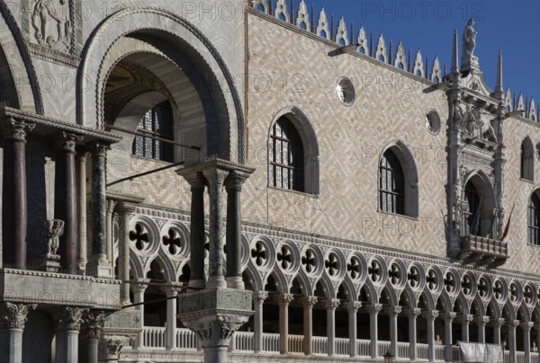Italy Venice Doge's Palace -456 Partial view of the west façade and section of the south-west corner of St Mark's Basilica