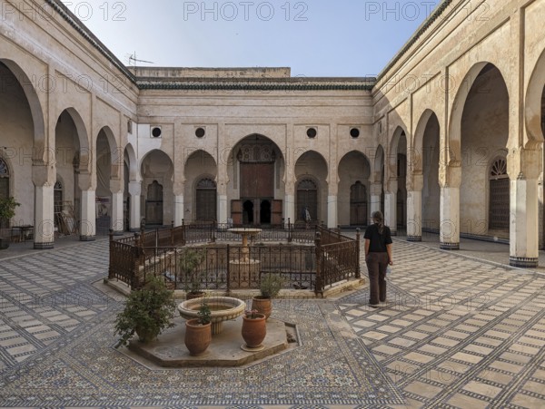 FES, MOROCCO, APRIL 02, 2023, Beautiful traditional old palais El Glaoui in the medina of Fes, Morocco, Africa
