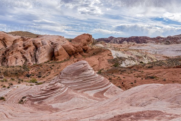 Iconic Fire Wave rock formation in the Valley of Fire State Park, USA, North America