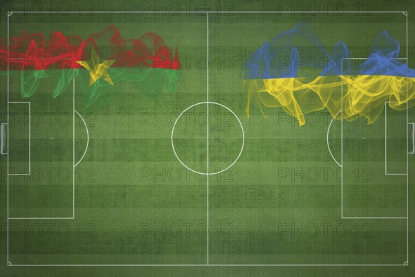 Burkina Faso vs Ukraine Soccer Match, national colors, national flags, soccer field, football game, Competition concept, Copy space