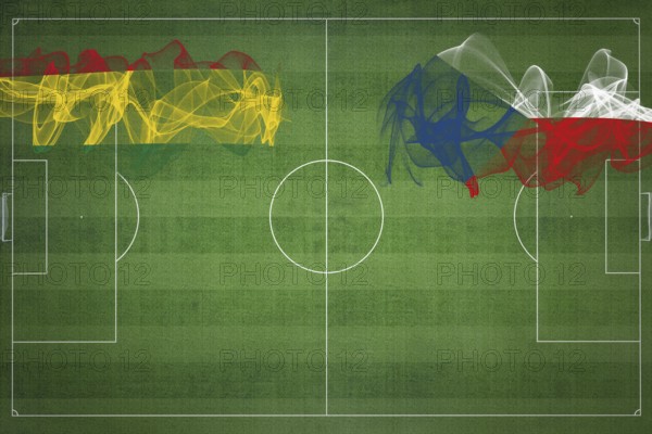Bolivia vs Czech Republic Soccer Match, national colors, national flags, soccer field, football game, Competition concept, Copy space