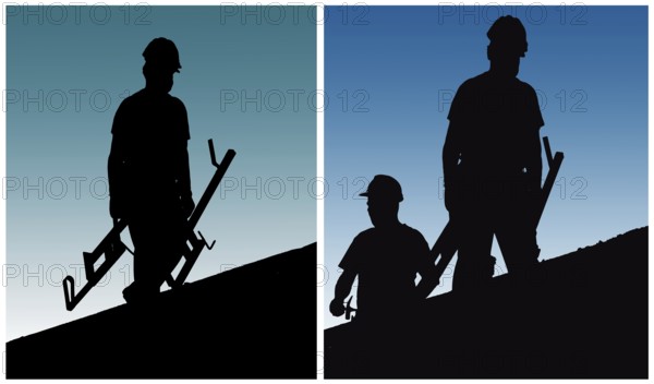Construction workers work on building site