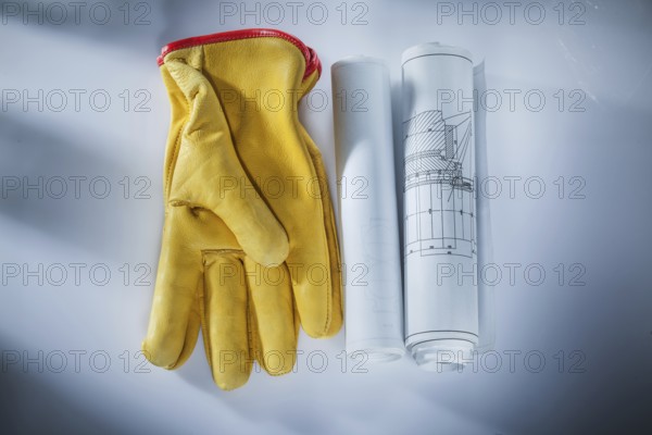 Blueprints protective gloves on white background