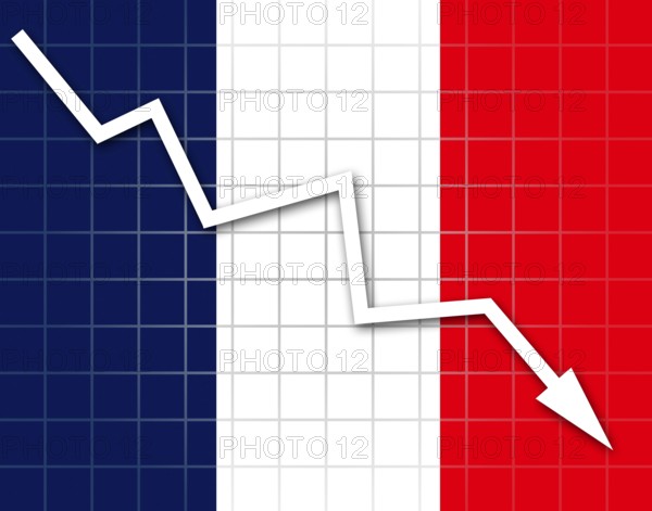 The French flag and arrow graph going down