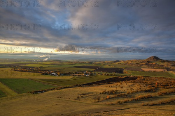 Amazing autumn view from Rana Hill in Central Bohemian Uplands, Czech Republic. Central Bohemian Uplands is a mountain range located in northern Bohemia. The range is about 80 km long