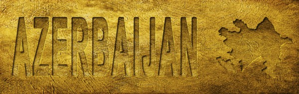 Azerbaijan Map and Text on Grunge Gold Texture