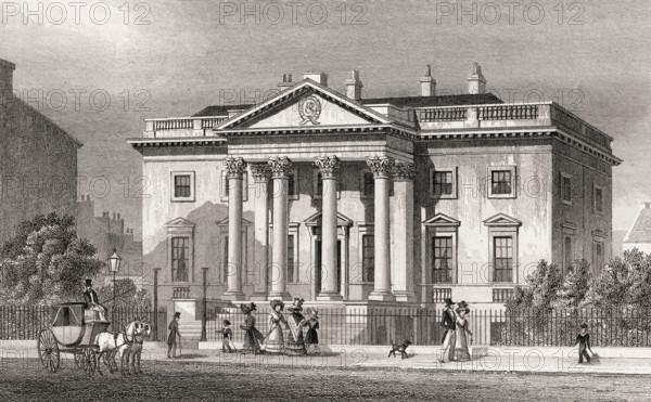 Old Physicians' Hall, George Street, Edinburgh, Scotland, 19th century, from Modern Athens by Th. H. Shepherd