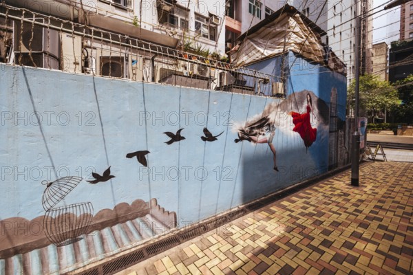 SAI YING PUN, HONG KONG - SEPTEMBER 28, 2024 - Sai Ying Pun's ARTLANE in Hong Kong on a cloudy autumn day