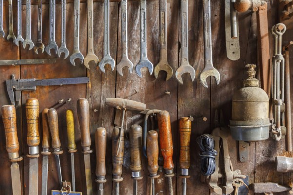 Old tool panel with various tools