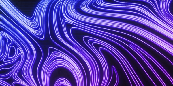 Neon Glow blue and purple lines on a dark background, Cyberpunk background
