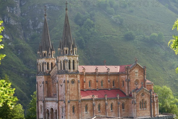 Covadonga Catholic sanctuary Basilica church in Asturias at Cangas de Onis