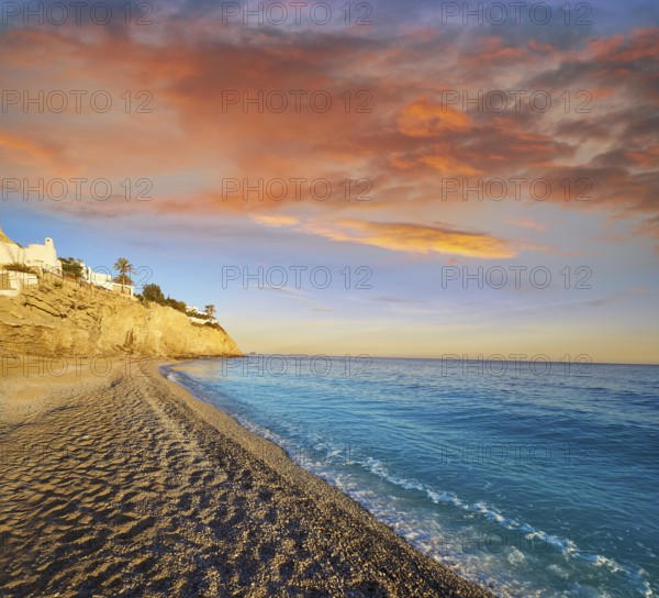 Esparrello beach playa in Villajoyosa of alicante in Spain also Asparrallo in Vila Joiosa at Costa Blanca