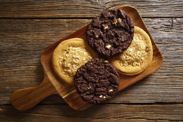 Chocolate cookies in a wooden board table