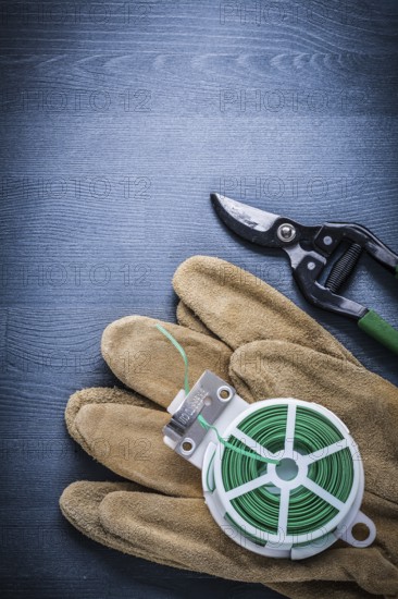 Safety glove green garden wire and secateurs