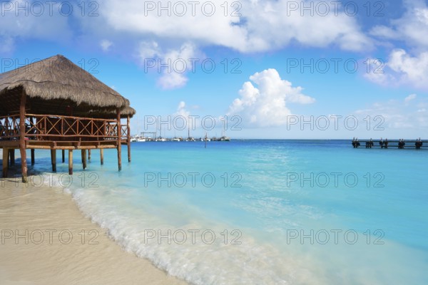 Riviera Maya Maroma Caribbean beach palapa hut in Mayan Mexico