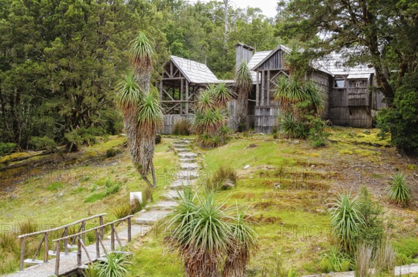 The original Waldheim (forest home) was built by Gustav and Kate Weindorfer as a rustic home and guest chalet in 1912, Cradle Mountain, Tasmania, Australia, Oceania