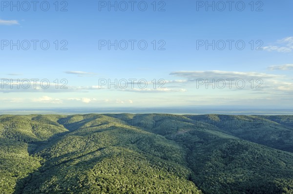 Aerial forest scenery European Forest. Beautiful mountain landscape, with mountain peaks covered with forest