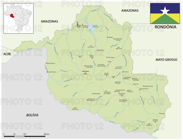 Map of the Brazilian state of Rondonia