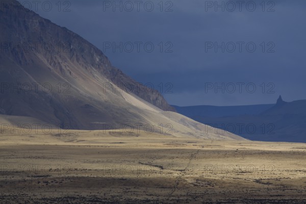 Nature with wide plain in Patagonia with beautiful light mood