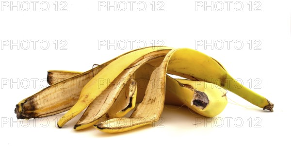 Banana peels on a white background