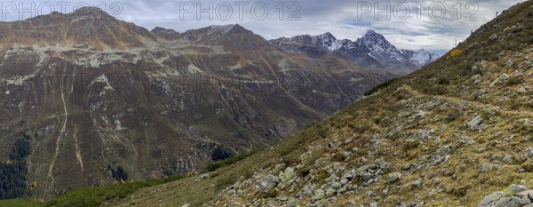 Rüedisch Tällialp, view of Dischma valley, Davos, Grisons, Switzerland, Europe
