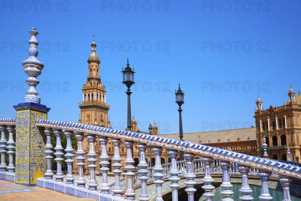 Seville Sevilla Plaza de Espana balustrade Andalusia Spain square