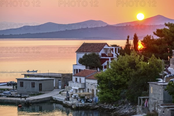 Beautiful Sunrise over the Seaside in Croatia in summer. Beautiful Sunrise over the Seaside in Croatia