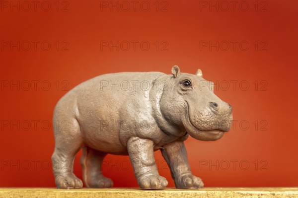 An image of a hippopotamus figure isolated on red background