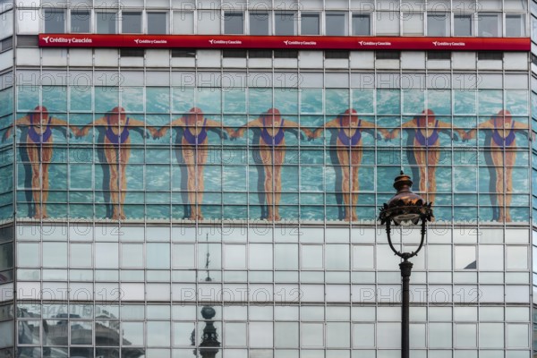 Corunna, Spain, July 20, 2020: View of colorful facade of Mango store, Europe