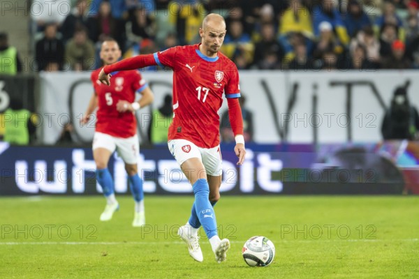 WROCLAW, POLAND - OCTOBER 14, 2024: UEFA Nations League match Ukraine - Czechia. In action Vaclav Cerny.