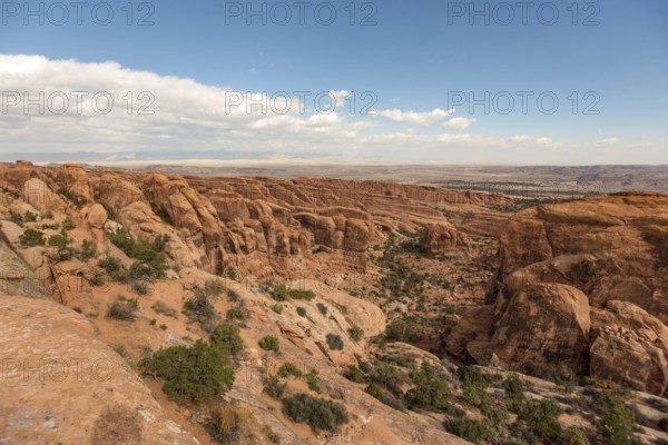 View over Devil's Garden in the Arches Naitonal Park, USA, North America