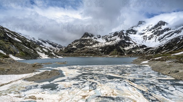 A view of the Montespluga Dam near the Splügen Pass from Italy to Switzerland