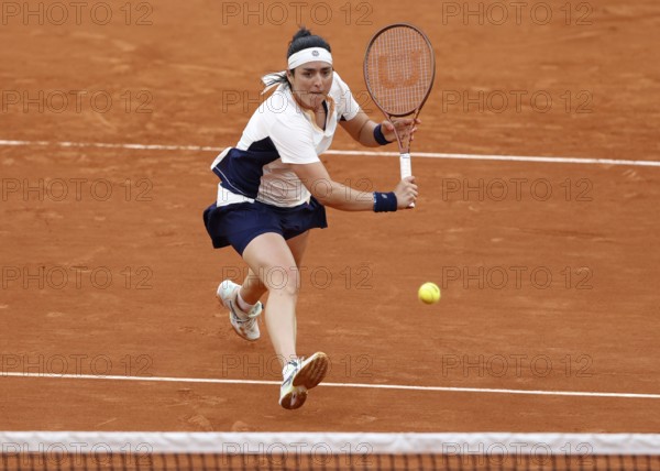 Tunisian tennis player Ons Jabeur in action at the French Open 2024, Roland Garros, Paris, France.