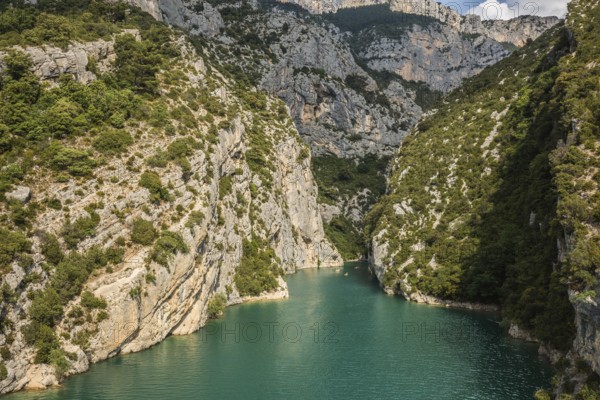 Mercantour National Park, Provence. The rocky slopes of the canyon dramatically narrowed in the Upper Verdon