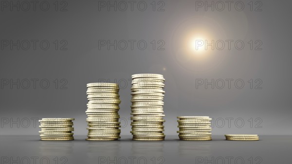 A coin stacking financial concept 3d illustration