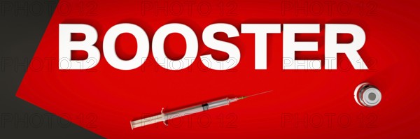 A Coronavirus vaccine booster syringe. 3D illustration