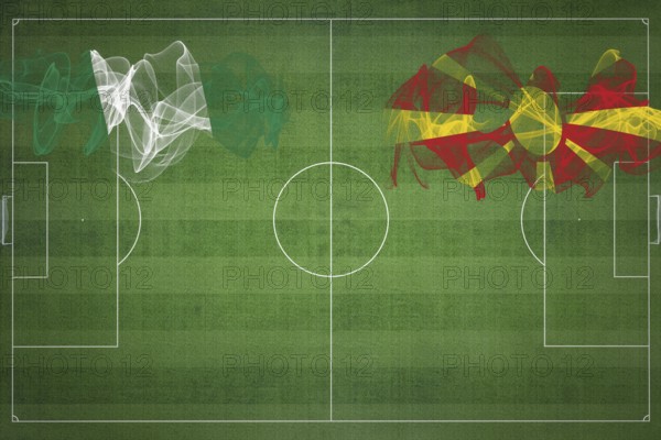 Nigeria vs North Macedonia Soccer Match, national colors, national flags, soccer field, football game, Competition concept, Copy space