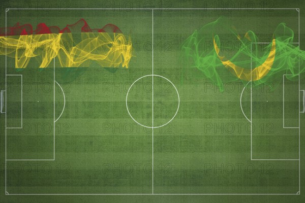 Bolivia vs Mauritania Soccer Match, national colors, national flags, soccer field, football game, Competition concept, Copy space