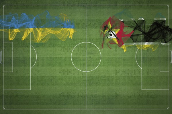 Rwanda vs Mozambique Soccer Match, national colors, national flags, soccer field, football game, Competition concept, Copy space