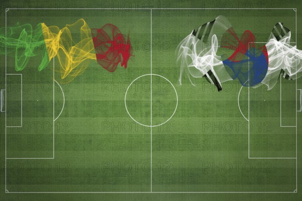 Mali vs South Korea Soccer Match, national colors, national flags, soccer field, football game, Competition concept, Copy space