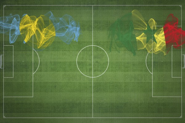 Palau vs Senegal Soccer Match, national colors, national flags, soccer field, football game, Competition concept, Copy space