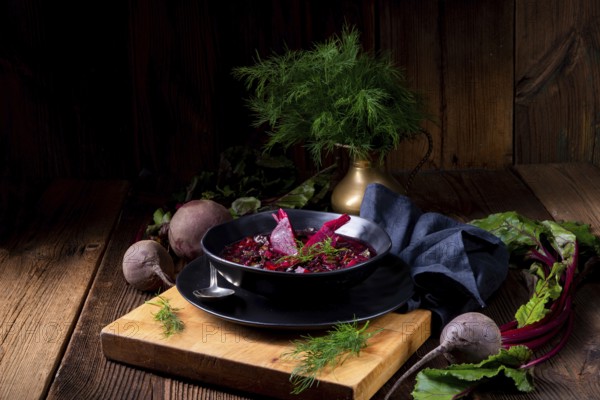 Delicious Russian-style beetroot soup