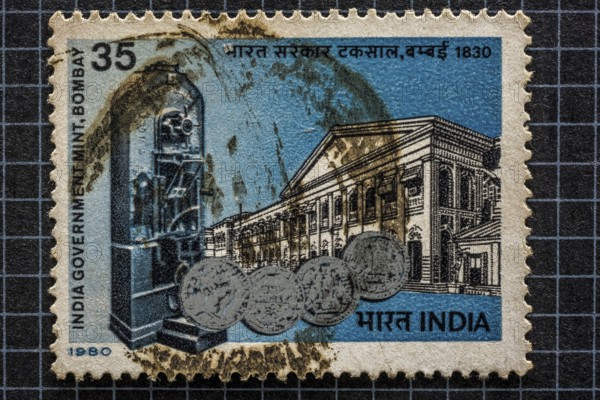 Government mint, postage stamps, india, asia