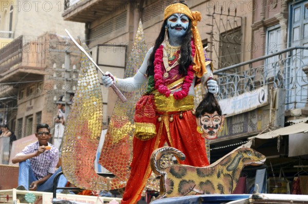 A man in disguise of some avtar in procession of Ramnavami-Jodhpur Rajasthan India no mr