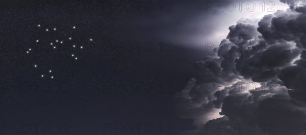 Sagittarius star constellation, Night sky, Cluster of stars, Deep space, Archer constellation Storm clouds
