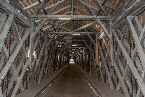 The historic old Rhine bridge between Switzerland and Liechtenstein
