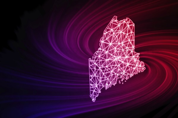 Map of Maine, Polygonal mesh line map, modern map