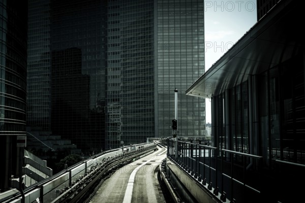 Tokyo skyline seen from the yurikamome. Shooting Location: Tokyo metropolitan area